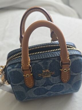 Coach Mini Satchel in Blue Denim with Tan Leather
